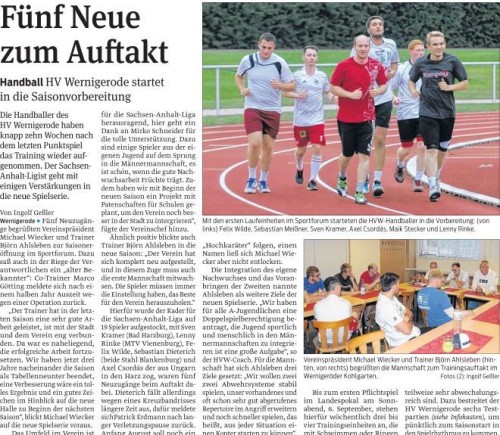 Zeitungsbericht zum Trainingsauftakt 1.Männer Zeitungsbericht zum Trainingsauftakt 1.Männer